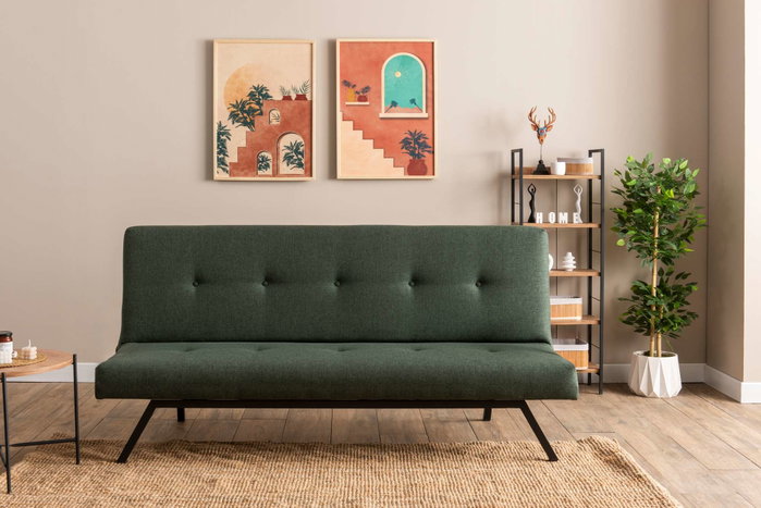 Atelier Del Sofa Zola Sofá-Cama de 3 Plazas en Lino Verde